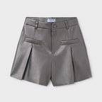 Short De Vinipiel Para Niña Mod.7213 Marca Mayoral® Plomo Lisa 10 Años