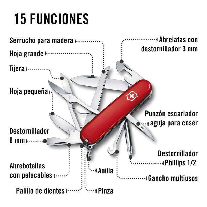 Navaja Fieldmaster 15 Func. Mod. 1.4713 Marca Victorinox® Rojo