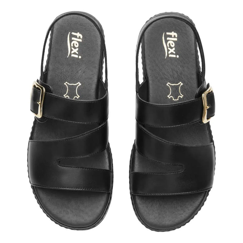 Sandalia Casual Para Mujer Mod.100237 Marca Flexi® Negro 25 Mx