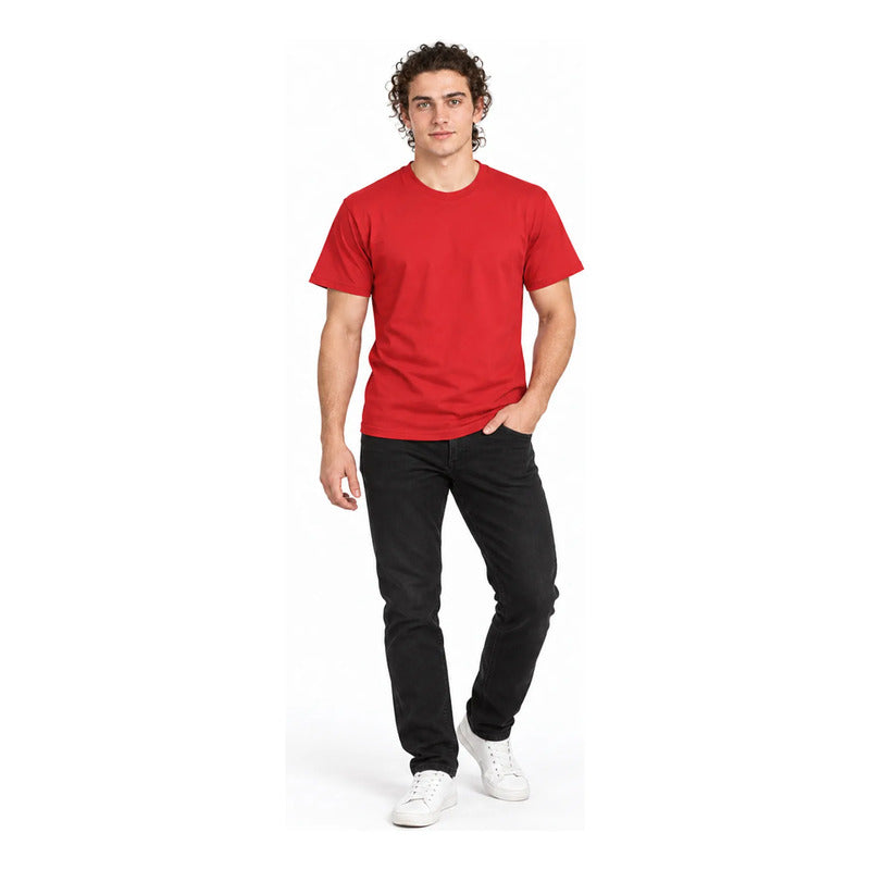 Playera Casual Básica Unisex Mod. 4148 Marca Skannda® Rojo Lisa Eg