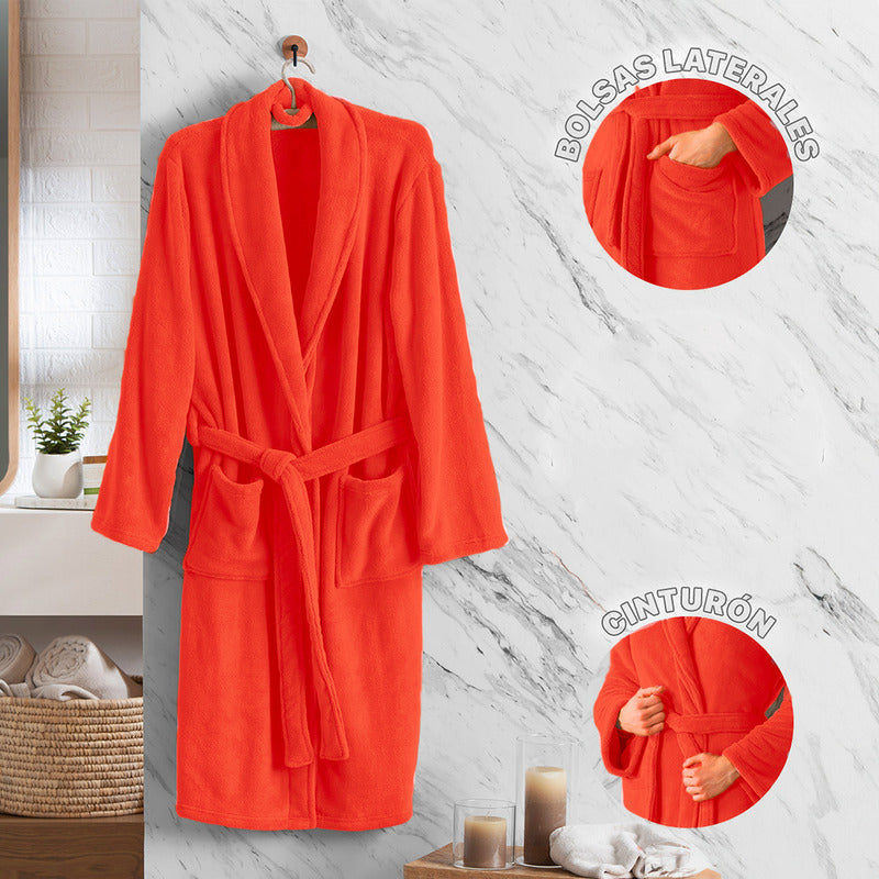 Bata De Baño Unisex Absorbente Unitalla Tela Suave Ligera