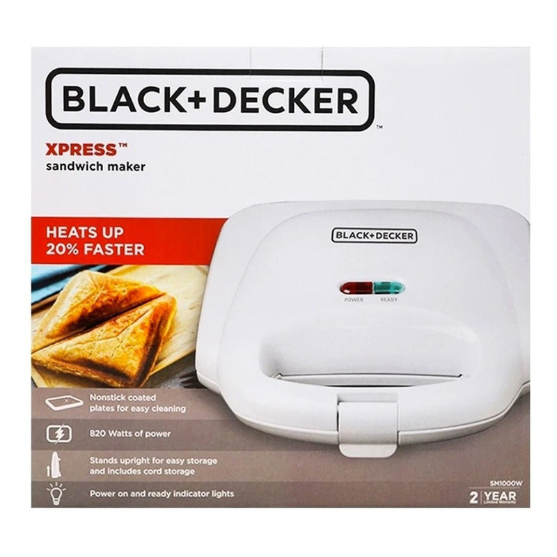 Sandwichera Doble, Color Blanco, Marca Black+deker Blanco