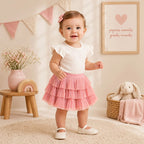 Falda Tul Plisado Para Bebé Mod.1901 Marca Mayoral® Rosa Brillos 6 Meses