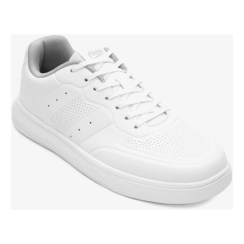 Tenis Casual Hombre Suela Flowtek Mod.415306 Marca Flexi® Blanco Lisa 25.5 Mx