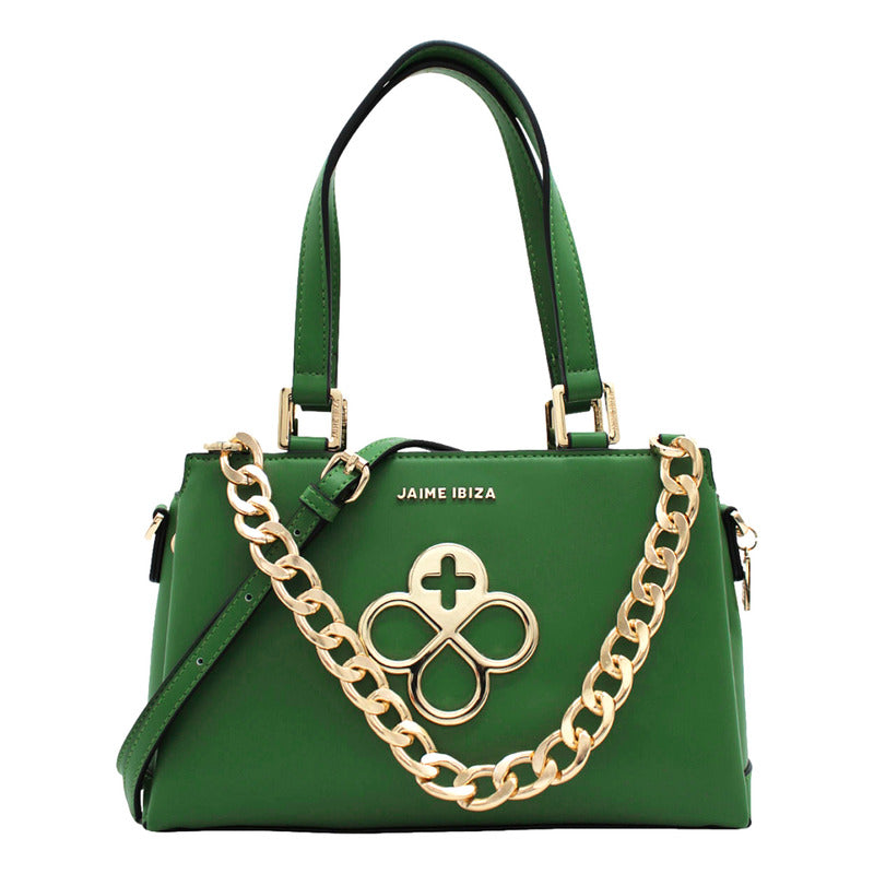 Bolso De Mano Para Mujer Mod. Ji 2348 Marca Jaime Ibiza® Verde Lisa Níquel