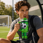 Termo Doble Pared Futbol 1.2l Con Rosca Y Asa Top Choice® Verde