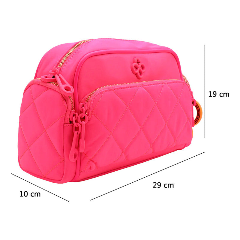 Bolso Crossbody Para Mujer Mod. Ji 2519 Jaime Ibiza® Rosa Neón Lisa Níquel Multicolor
