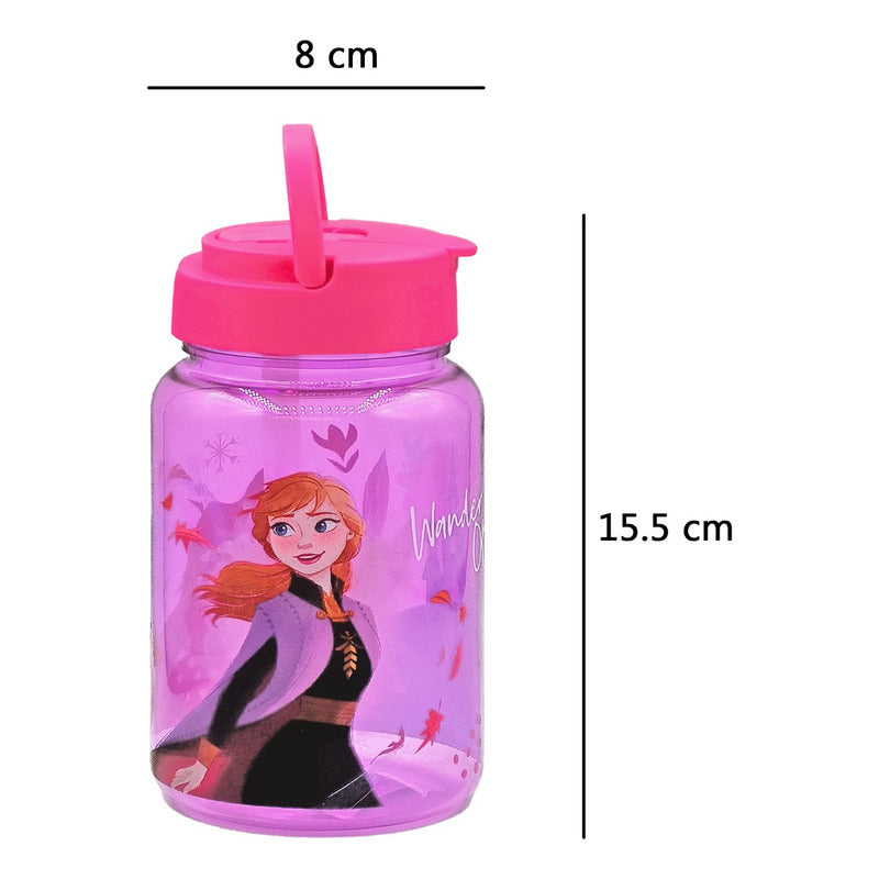 Botella De Plástico 500ml Con Popote Diseños Infantil Varios