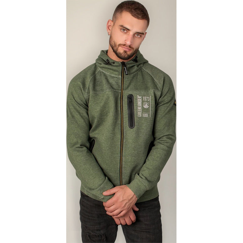 Sudadera Para Hombre Mod.cw86-sud7003 Marca Greenlander® M Verde Claro Jaspeado