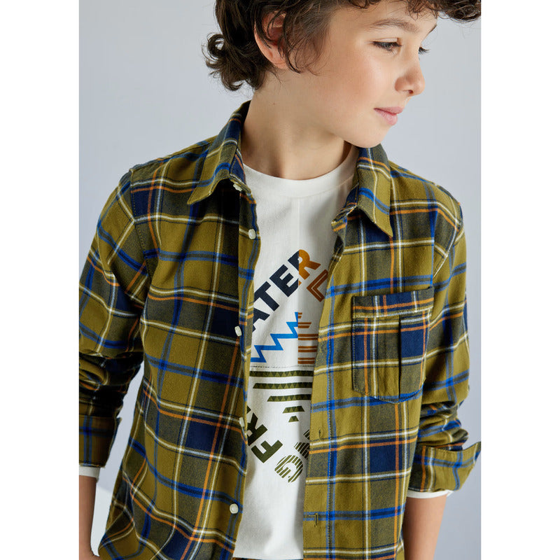 Camisa De Cuadros Franela Para Niño Mod.7111 Khaki Mayoral®