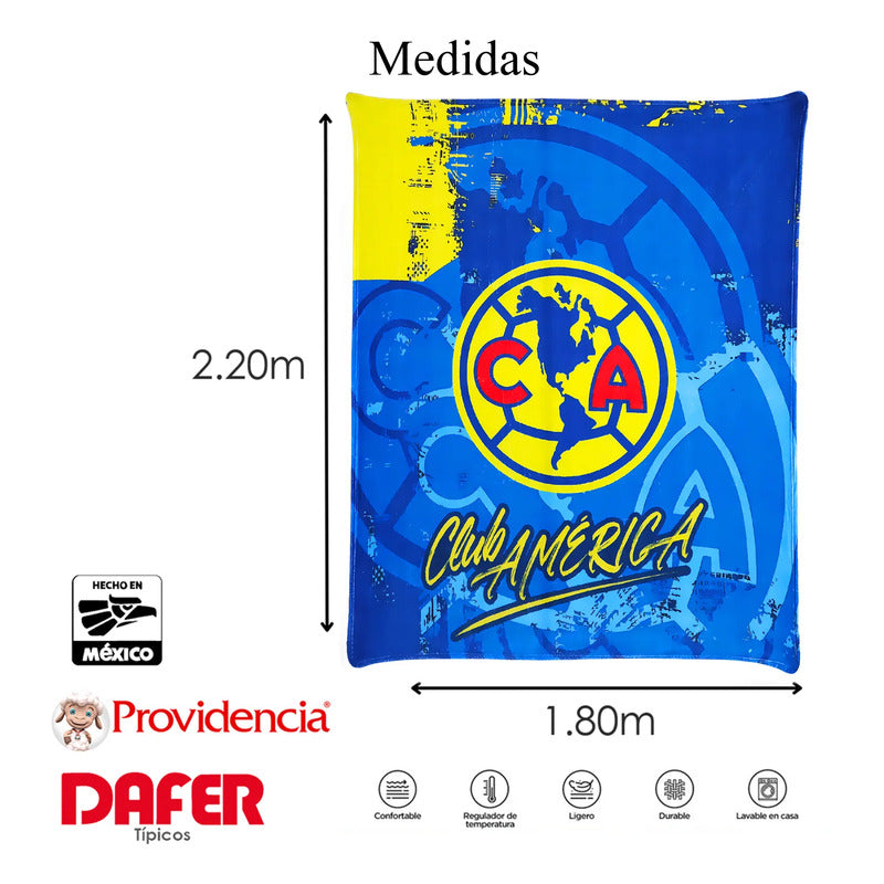 Frazada Ligera Super Suave Matrimonial Futbol Providencia® Equipo 500 G Club America