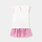 Conjunto Falda Tul + Playera Para Bebé Marca Mayoral® Blanco-lavanda 12-18 M