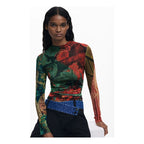 Blusa Ligera Cuello Alto Para Mujer 25wwjf48/4055 Desigual® Multicolor Geométrico Xl