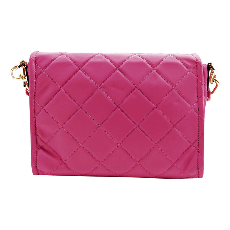 Bolso Flap Para Mujer Mod.ji 2489 Marca Jaime Ibiza® Rosa Chicle Cuadriculado Oro Multicolor