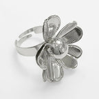 Anillo Margarita Texturizada Plateado Ajustable Para Mujer Plateado Unitalla