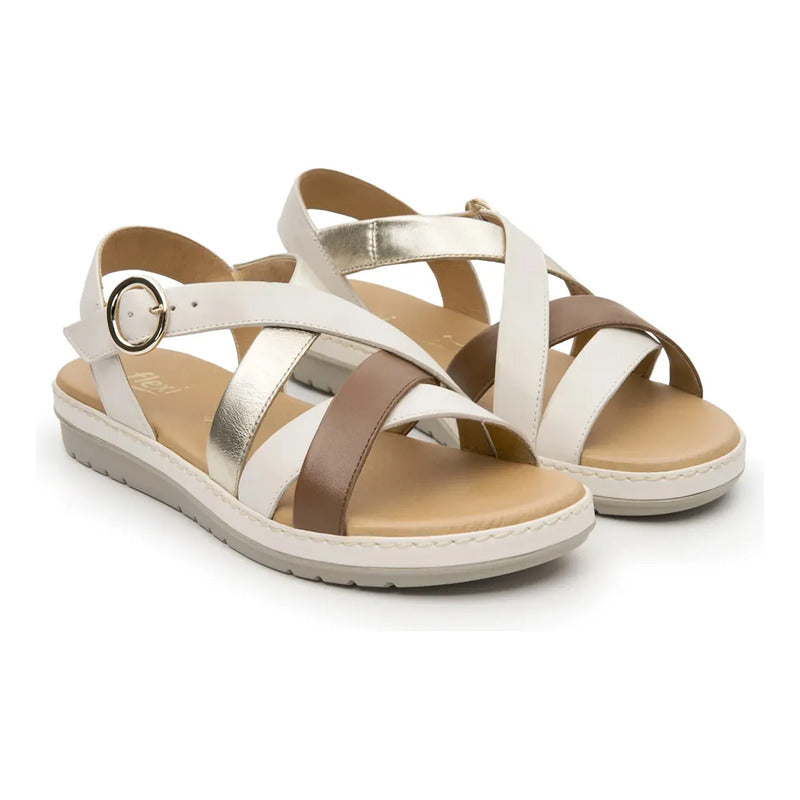 Sandalia Casual Para Mujer Mod.100238 Marca Flexi® Multicolor Liso 24.5 Mx