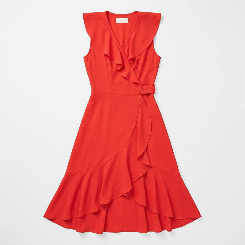 Vestido Envolvente Largo Tipo Cruzado Mod. Nikki Sterling® Rojo Lisa M