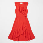 Vestido Envolvente Largo Tipo Cruzado Mod. Nikki Sterling® Rojo Lisa Eg