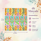 Mascada Ejecutiva De Satín Cuadrada Fina Para Mujer Multicolor Abstracto Tropical Unitalla