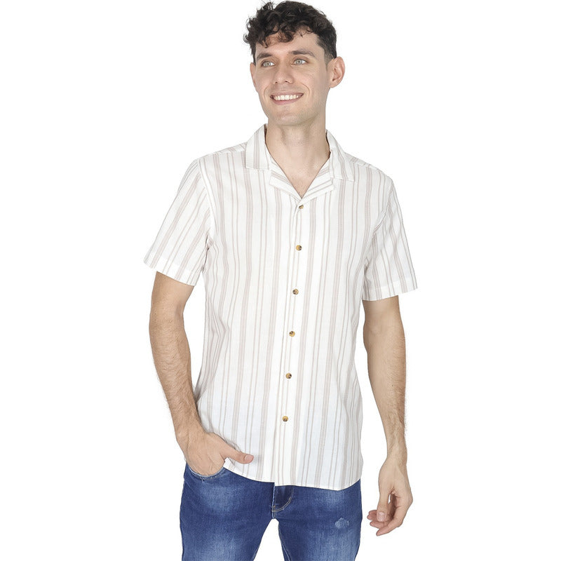 Camisa Para Hombre Mod. B41366 Marca Bobois® Suela Rayas G