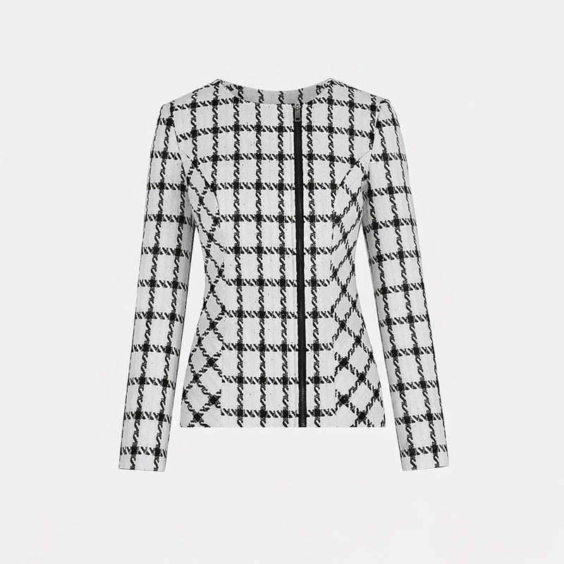 Chamarra Bouclé Houndstooth Para Dama Marca Vanity®