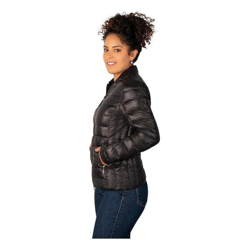 Chamarra Capitonada Mod.dw86-pol7096 De Pluma Greenlander® Negro M Lisa