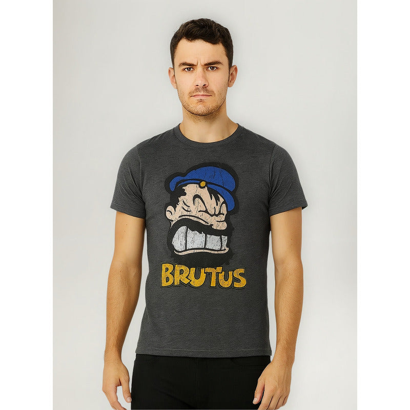 Playera Manga Corta Mod.cppm0396 Marca Lob® Gris Oscuro Brutus X1