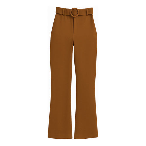 Pantalón De Mujer Casual Con Cinturón Mod.150cml Aldrete® Marrón Liso Ch