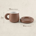 Taza Con Base De Cerámica Mate Mod.1744-84 Top Choice® Marrón Claro Liso