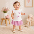 Conjunto Falda Tul + Playera Para Bebé Marca Mayoral® Blanco-lavanda 12-18 M