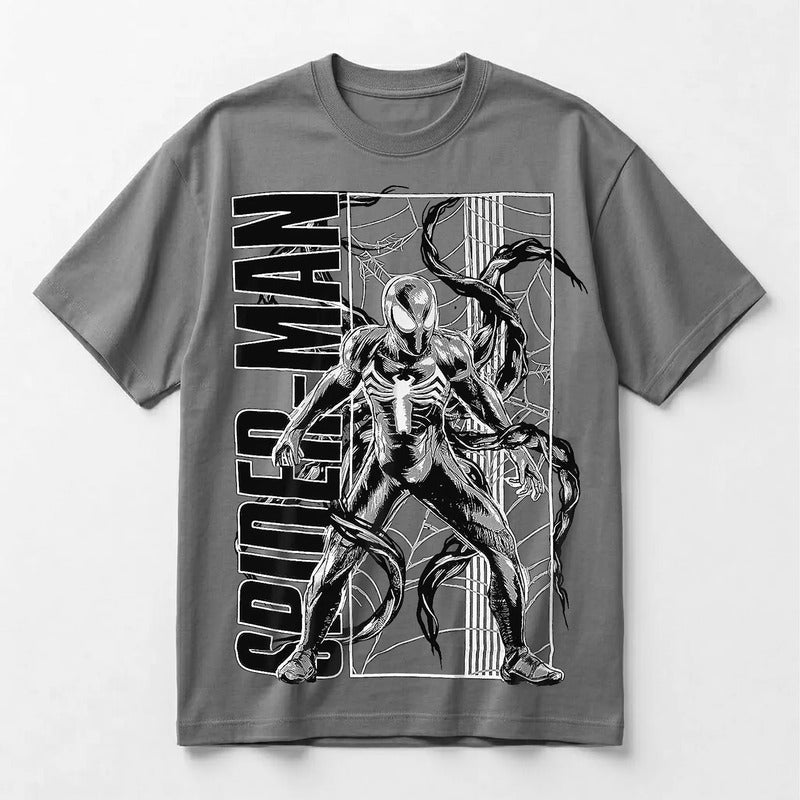 Playera Oversize Fit De Hombre Simbionte Mascara De Latex® Gris Oscuro Simbionte M Lisa