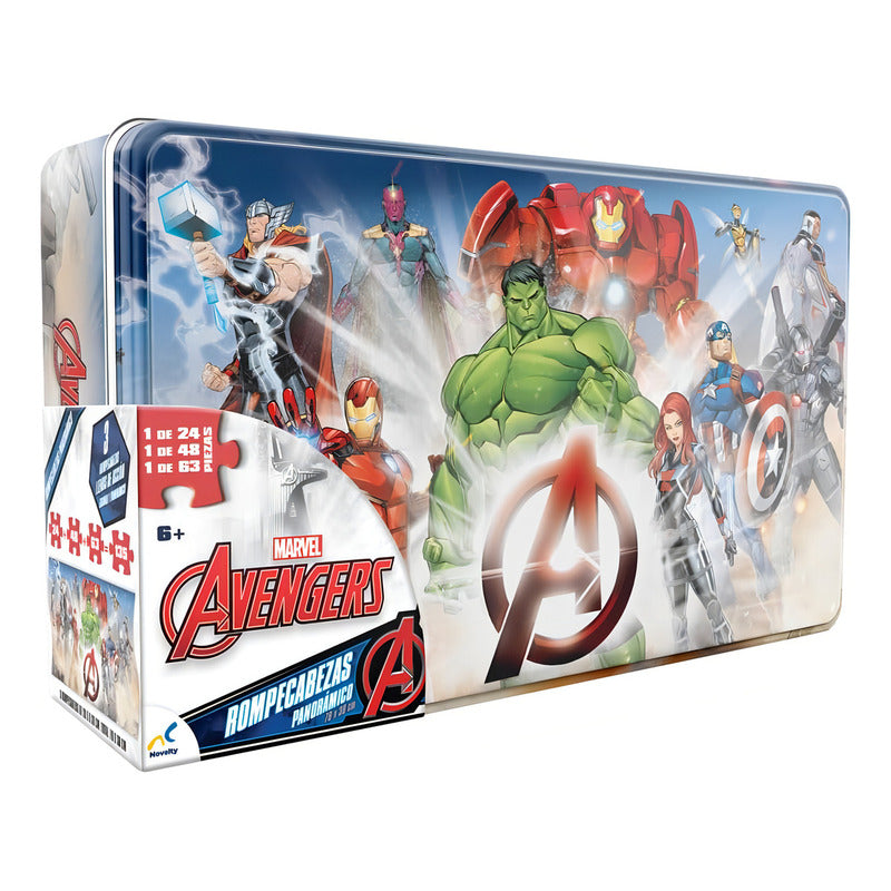 Rompecabezas Panorámico 3 En 1 Avengers Superhéroes Marvel