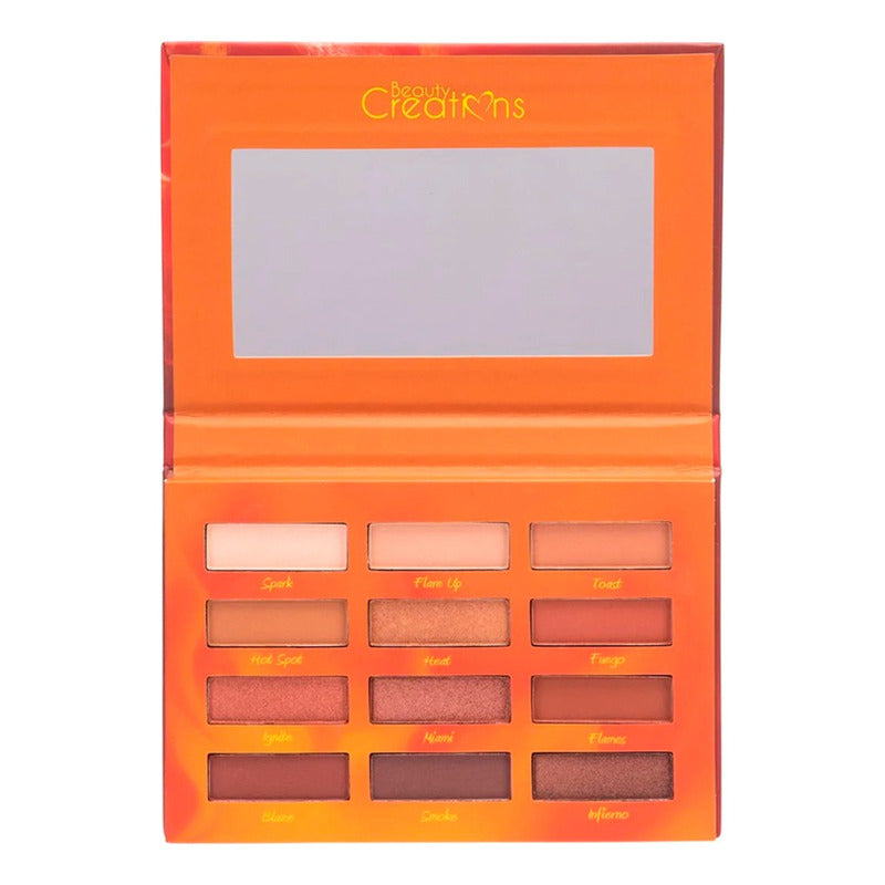 Paleta De Sombras Beauty Creations Hot Fire Con 12 Tonos Multi Satin Y Mate