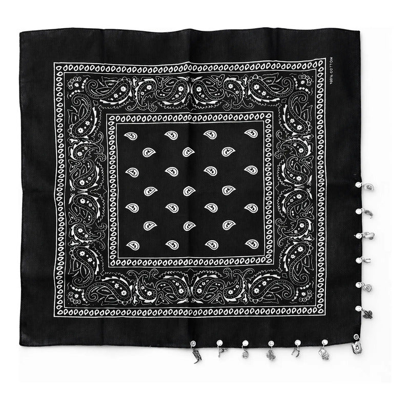 Paliacate Tradicional Multiusos Accesorio Unisex 55x55cm Negro Geométrico Unitalla