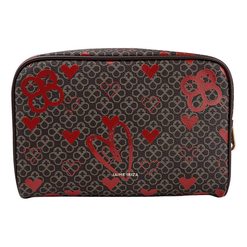 Cosmetiquera Pequeña Mod. Ji248 Marca Jaime Ibiza® Chocolate Corazones