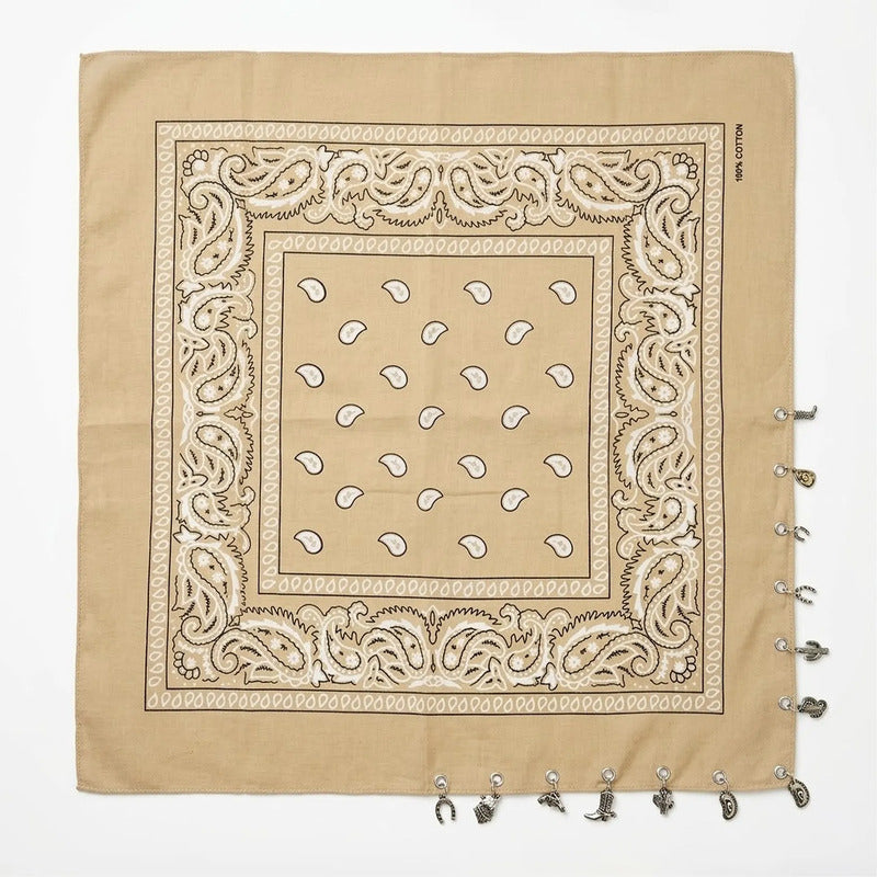 Paliacate Tradicional Multiusos Accesorio Unisex 55x55cm Beige Geométrico Unitalla