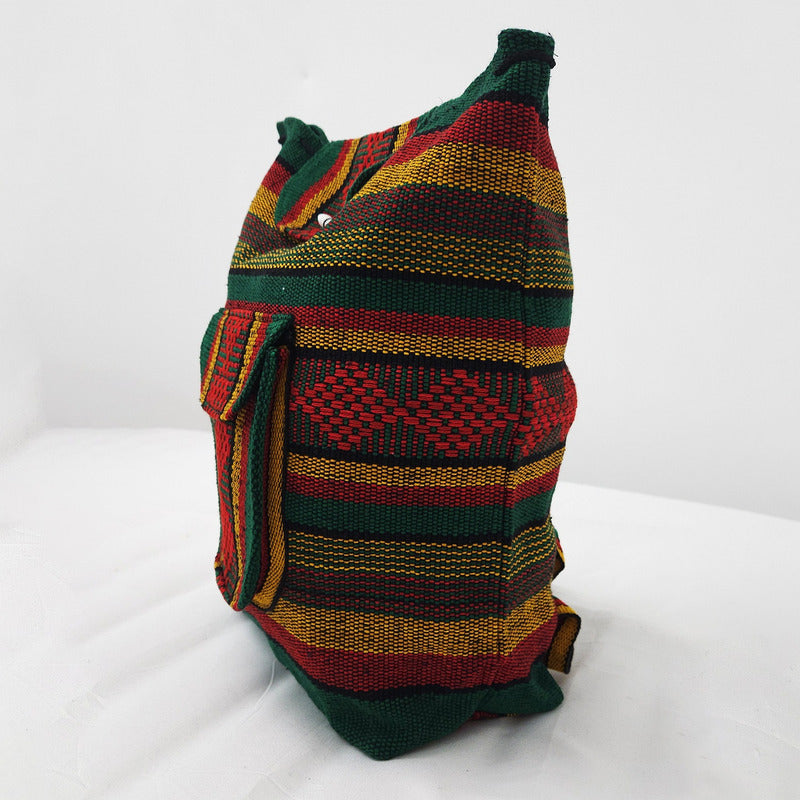 Mochila Artesanal Tejida Tipo Morral Con Bolsillo Frontal 10kg