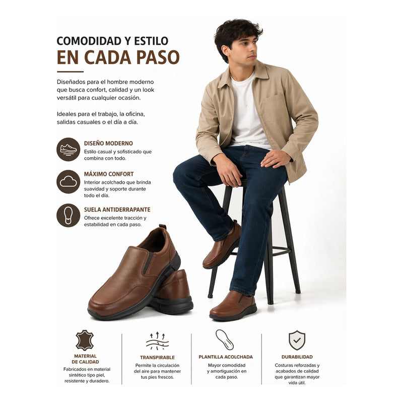 Zapato Casual  Para Caballero Mod. D2126762s Marca Dockers® Caoba Lisa 26 Mx