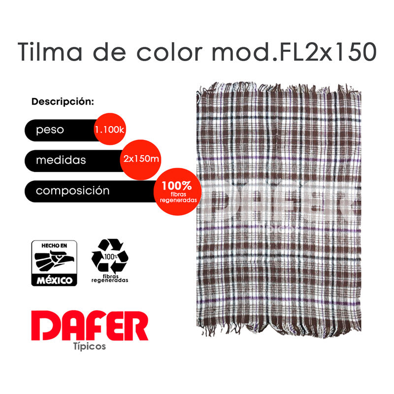 Cobija Mexicana Tilma De Color Mod.fl 2x1.50m Económica Cuadros 1.1 Kg Morado