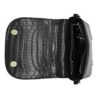 Bolso Crossbody Para Mujer Mod. Ji2226 Marca Jaime Ibiza® Negro Craquelado Dorado