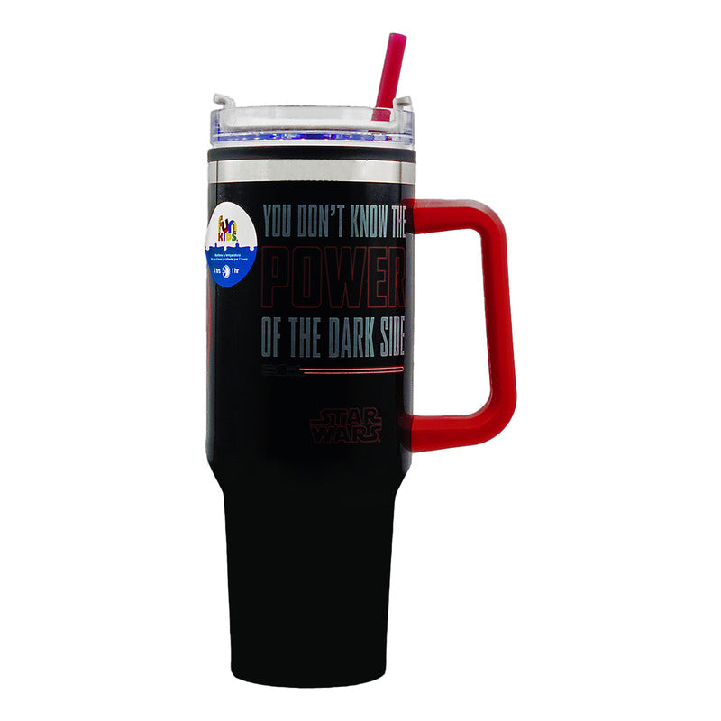 Termo Doble Pared Con Asa Y Popote 1.2 L Diseños Animados