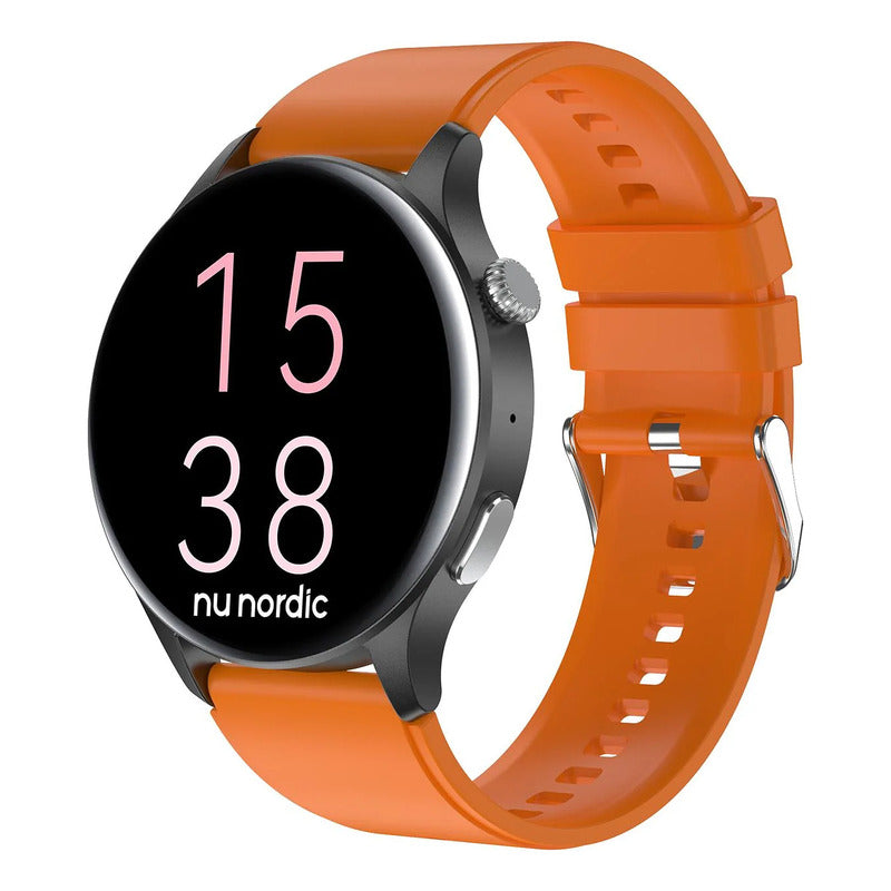 Reloj Smartwatch Hombre Race F1 Nylon Marca Nu Nordic® Negro Liso Naranja