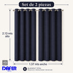 Set De Cortinas Blackout  Impermeables 1.37 X 2.13mts Luna® Azul
