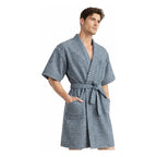 Bata Domino Suave Para Descanso / Baño Con Bolsillos Unisex Azul Dominó Unica