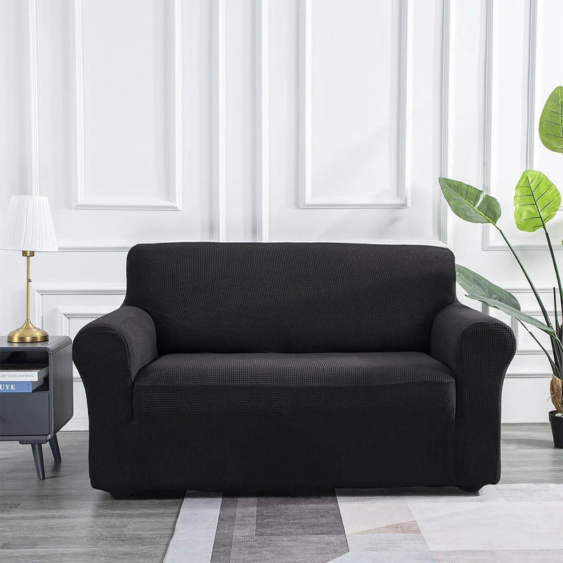 Cubre Sala Set 3 Piezas Estirable Ajuste Perfecto Blank &co® Negro Geométrico