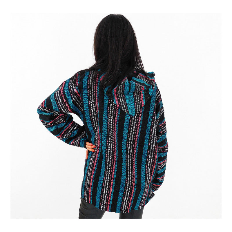 Suéter Poncho Canguro Artesanal Hoodie Acrilico Colores