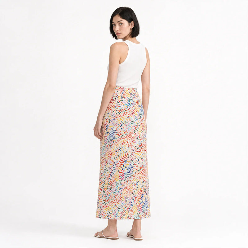 Falda Midi Para Mujer Mod.4138pu Marca Exotica® Multicolor Lunares M
