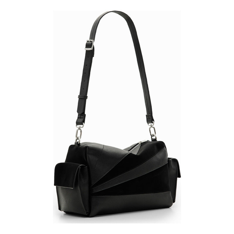 Bolso Patch Texturas Para Mujer Mod.24saxp75/2000 Desigual® Negro Lisa Níquel