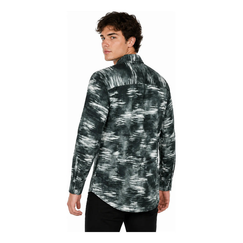 Camisa Casual Para Hombre Mod. B45514 Marca Bobois® Multicolor Camuflado 2xg