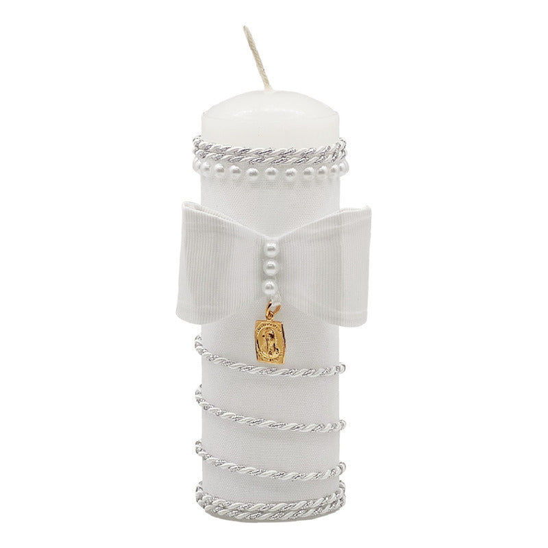 Set Para Bautizo Vela+concha+toalla+caja De Madera